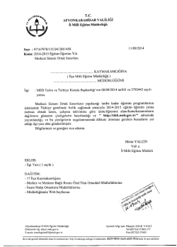 M&uuml;d&uuml;rl&uuml;ğ&uuml;m&uuml;z&uuml;n konu ile ilgili 11/09/2014 tarih ve 3881458 sayılı