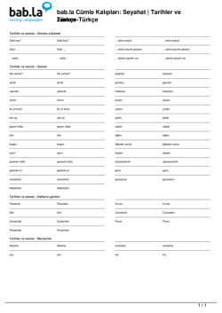 C&uuml;mle Kalıpları: Seyahat | Tarihler ve zaman (T&uuml;rk&ccedil;e-T&uuml;rk&ccedil;e)