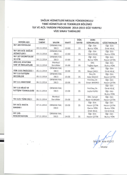 ilk ve acil yardım programı 2014-2015 g&uuml;z yarıyılı