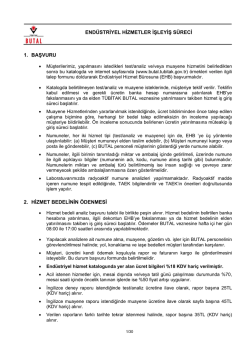 end&uuml;striyel hizmetler işleyiş s&uuml;reci 1. başvuru 2. hizmet bedelinin