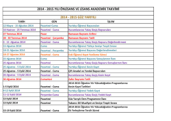 2014 - 2015 yılı &ouml;nlisans ve lisans akademik takvimi 2014