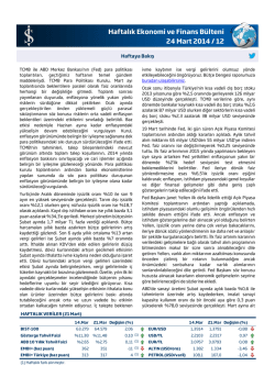 Haftalık Ekonomi ve Finans B&uuml;lteni 24 Mart