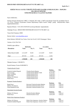 30.09.2014 Ara D&ouml;nem Faaliyet Raporu