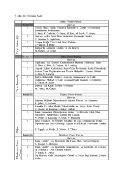 5 Eylül 2014 (Üçüncü Gün) Birinci Poster Panosu Poster No