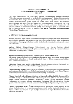 Uluslararasılaşma Strateji ve Hedefleri