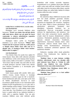 sadık iman, samimi niyet, salih amel