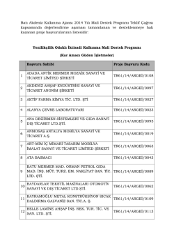 proje bavurularının listesi ektedir.
