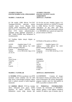 ANADOLU IMAGES ONLİNE İ&Ccedil;ERİK SATIŞ S&Ouml;ZLEŞMESİ