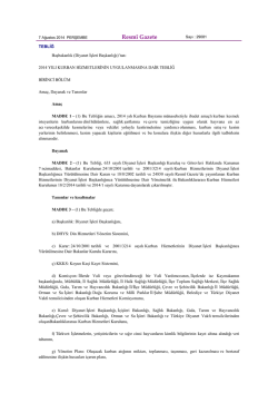 2014 yılı kurban hizmetlerinin uygulanmasına dair tebliġ