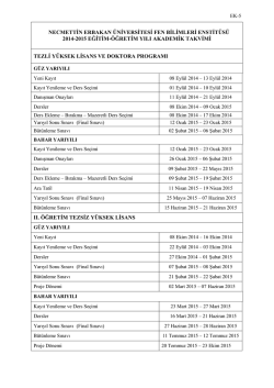 2014-15 Eğitim &Ouml;ğretim Yılı Akademik Takvimi