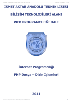 PHP_Dosya_Dizin_islemleri - İsmet Aktar Teknik ve Endüstri Meslek