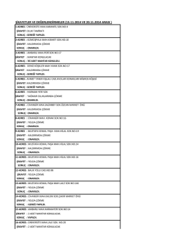20.11.2014 Tarihleri Yol Bakım &Ccedil;alışmaları