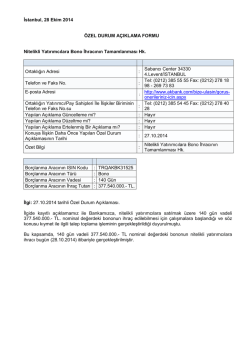 İstanbul, 28 Ekim 2014 &Ouml;ZEL DURUM A&Ccedil;IKLAMA FORMU