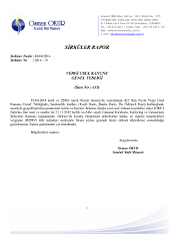 19 Vergi Usul Kanunu Genel Tebliği Sıra No : 435