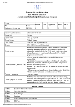 İstanbul Ticaret Üniversitesi Fen Bilimleri Enstitüsü Mekatronik