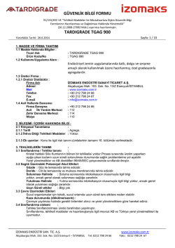G&Uuml;VENLİK BİLGİ FORMU TARDIGRADE TGAG 900