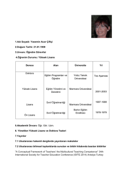 &Ouml;zge&ccedil;miş (CV) - İstanbul Yeni Y&uuml;zyıl &Uuml;niversitesi