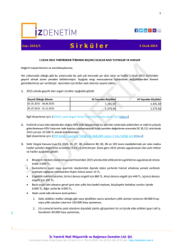 2015 Yılında Geçerli Olacak Hadler ve Tutarlar