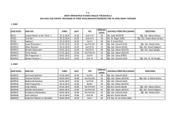 1. SINIF DERS KODU DERS ADI TARİH SAAT YER ÖĞRENCİ