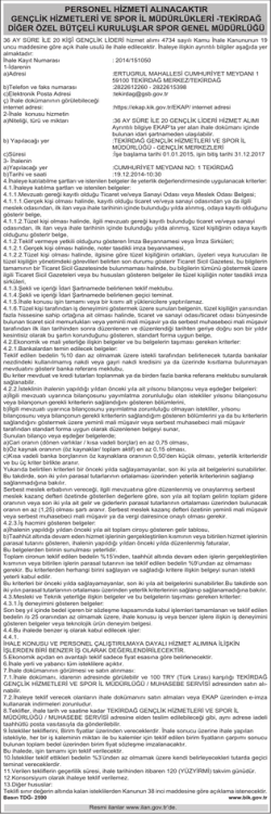 Tekirdağ Gen&ccedil;lik Hizmetleri ve Spor İl M&uuml;d&uuml;rl&uuml;ğ&uuml;