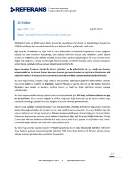 2014-041 Tarımsal &Uuml;r&uuml;nlerde İhracat İadesi Yardımları