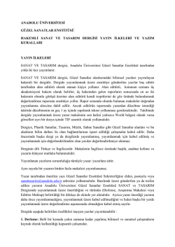 anadolu &uuml;niversitesi g&uuml;zel sanatlar enstit&uuml;s&uuml; hakemli sanat ve