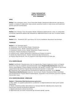 Toros Üniversitesi Meslek Yüksekokulu Staj Yönergesi