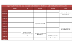 NİŞANTAŞI &Uuml;NİVERSİTESİ 2014-2015 G&Uuml;Z D&Ouml;NEMİ 2.SINIF