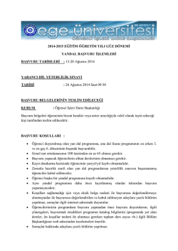 2014-2015 EĞİTİM &Ouml;ĞRETİM YILI G&Uuml;Z D&Ouml;NEMİ YANDAL