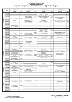 2014-2015 Yılı Bahar D&ouml;nemi Ders Programı (II.&Ouml;)