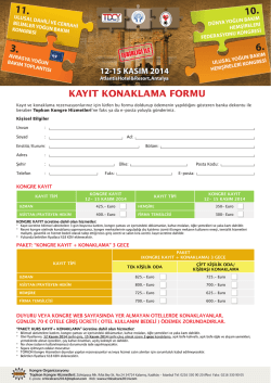 kayıt konaklama formu - Antalya Critical Care 2014