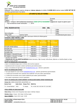 KONAKLAMA BEDELLERİ ZİYARET&Ccedil;İ BİLGİ FORMU