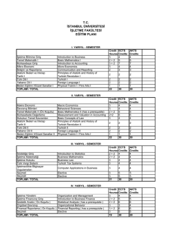 Eğitim &ndash; &Ouml;ğretim Planı - İşletme Fak&uuml;ltesi