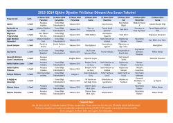 2013-2014 Eğitim &Ouml;ğretim Yılı Bahar D&ouml;nemi Ara Sınavı Takvimi