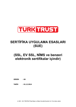 SERTİFİKA UYGULAMA ESASLARI (SUE) (SSL, EV