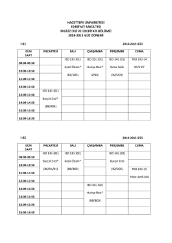2014-2015 G&uuml;z Şube Ders Programları