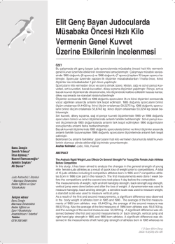 Elit Gen&ccedil; Bayan Judocularda M&uuml;sabaka &Ouml;ncesi Hızlı Kilo Vermenin