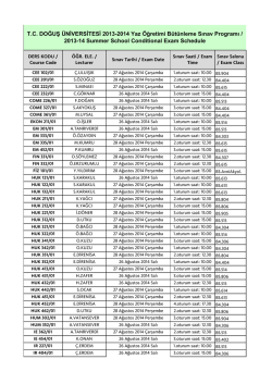 T.C. DOĞUŞ &Uuml;NİVERSİTESİ 2013-2014 Yaz &Ouml;ğretimi B&uuml;t&uuml;nleme