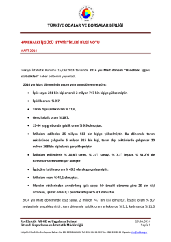 2014 Yılı Mart Ayı Hanehalkı İşg&uuml;c&uuml; İstatistikleri