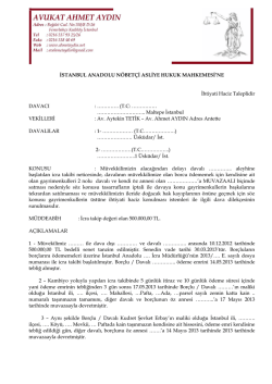 Tasarrufun İptali Dava Dilekçesi