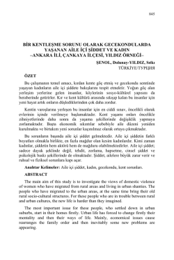 bir kentleşme sorunu olarak gecekondularda yaşanan aile i&ccedil;i