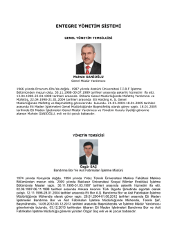 ENTEGRE Y&Ouml;NETİM SİSTEMİ - Eti Maden İşletmeleri