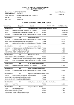 16/09/2014 ihale teklif listesi - Makina ve Kimya Endüstrisi Kurumu