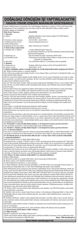 doğalgaz d&ouml;n&uuml;ş&uuml;m işi yaptırılacaktır