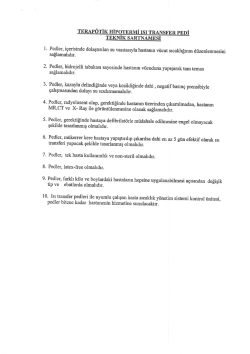 TERAP&Ouml;TİK HİPoTERMİ Isı TRANSFER PEDİ TEKNIK ŞARTNAMESI
