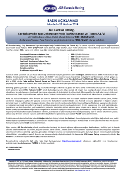 PRESS RELEASE - JCR Eurasia Rating