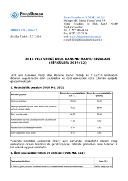 2014 yılı vergi usul kanunu maktu cezaları