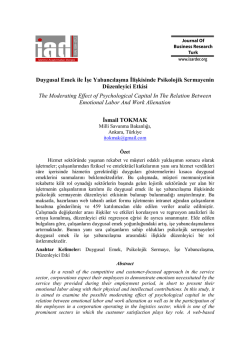Duygusal Emek ile İşe Yabancılaşma İlişkisinde Psikolojik
