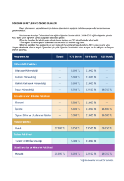 &Ouml;ĞRENİM &Uuml;CRETLERİ VE &Ouml;DEME BİLGİLERİ Kayıt işlemlerinin