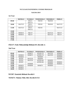 2014-2105 G&uuml;z D&ouml;nemi Ders Programı